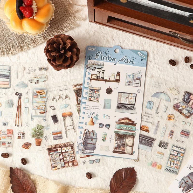 1pack/4pcs Vintage Daily Item Label Stickers, Elegant Decals for Journal Embellishments, Scrapbook Gift Tag
