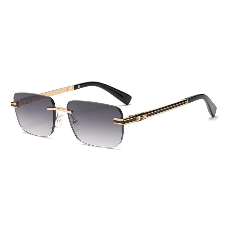 Light luxury half-frame square sunglasses, black-frame simple business driving sunglasses, men's outdoor travel sunshade glasses