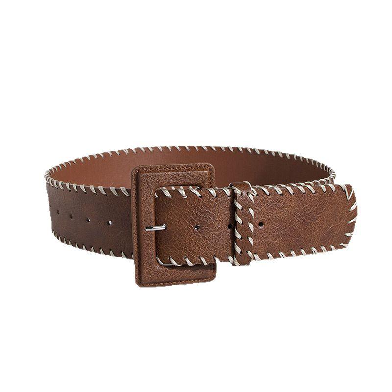 Fashionable Women's Buckle Winding Decoration PU Casual Wide Exquisite Women's Belt