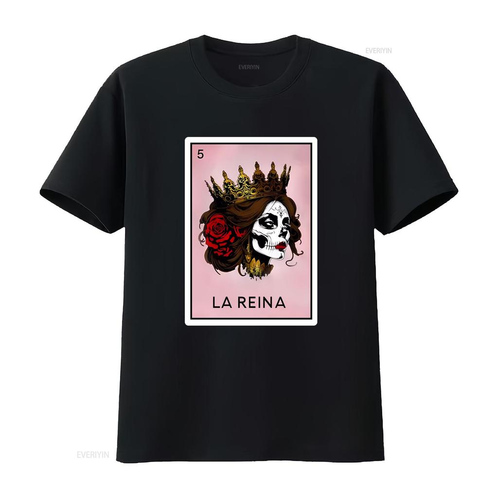 La Reina Loteria T Shirt Mothers Day for Mexican Mom Latina Queen Party Vintage Washed Designer Clothes Fashion Breathable