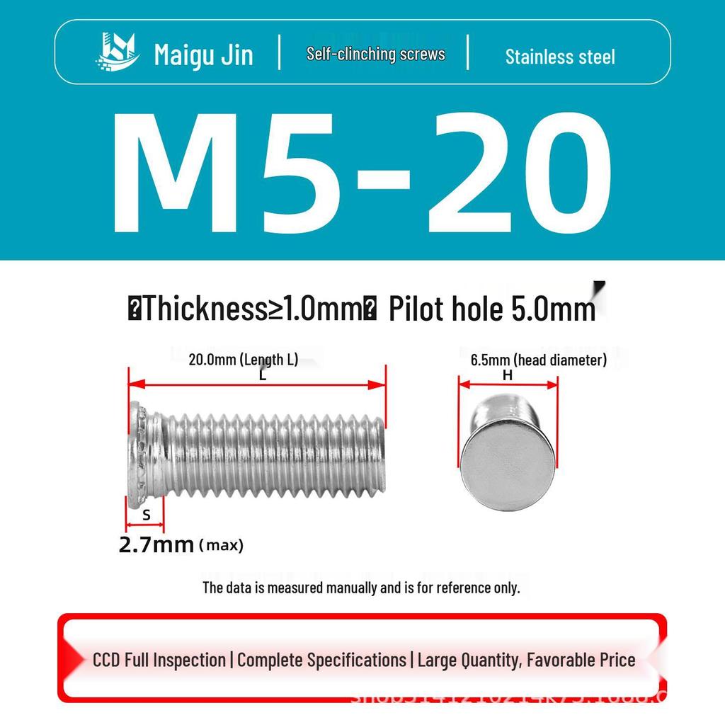 304 Stainless Steel Pressure Plate Cylindrical Head Rivet Screw (FHS-M2 M2.5 M3 M4 M5 M6 M8 M10)