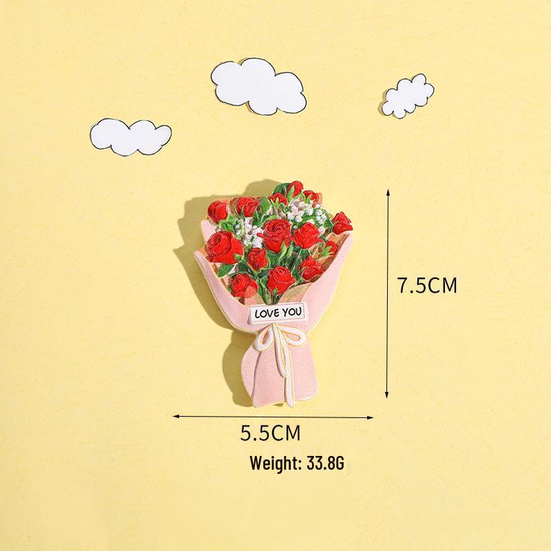 Creative 3D Bouquet Resin Fridge Magnet - Cartoon Ferrite Christmas Decoration