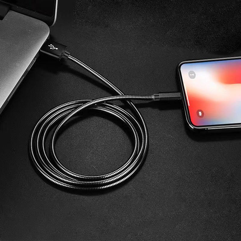 66W 6A Type C Charge Data Cable Spring Metal Braided For Xiaomi 12Pro  K60 Samsung S6 S7  P40 P60 Android Phone USB C Cord