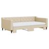 VidaXL Daybed with Trundle and Mattress Cream 100x200 Cm Fabric 3197453
