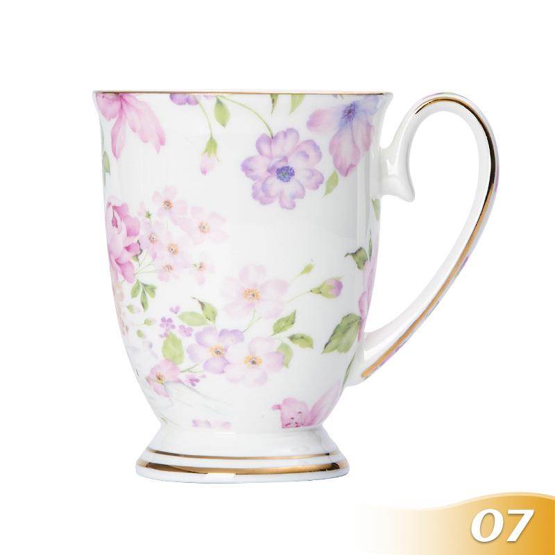 350ML Bone China Ceramic Coffee Mug Cafe Floral Painting Cup Creative Ceramic Milk Tea Cup Vintage Tea Ceremony Drinkware