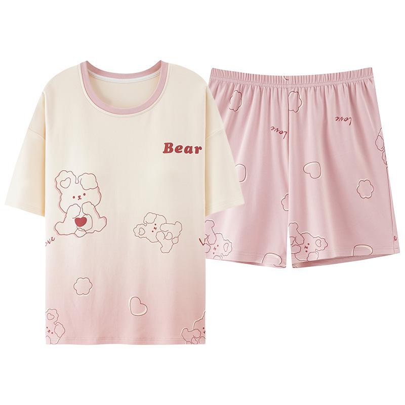 Women's Summer Cartoon Pajama Set - Cute Short Sleeve and Shorts, Plus Size, Lightweight Home or Outdoor Wear