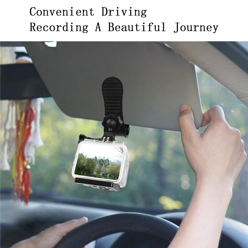 Car Sun Visor Camera Mount with Phone Clip for Cell Phone for GoPro Hero 13 12 11 10 9 Insta360 X4 X3 DJI Action 3 4 Accessories