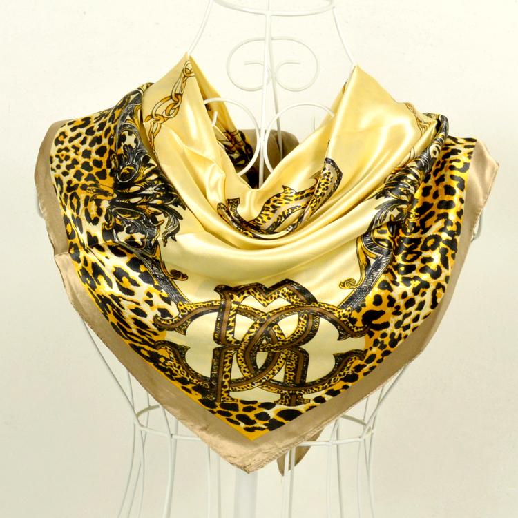 [BYSIFA] Coffee Women Silk Scarf Shawl Winter Elegant Brand Floral Large Square Scarves Wraps Fashion Muslim Head Scarf Blue,Red