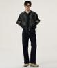 Noise Vintage Leather Stadium Bomber Jacket - Black