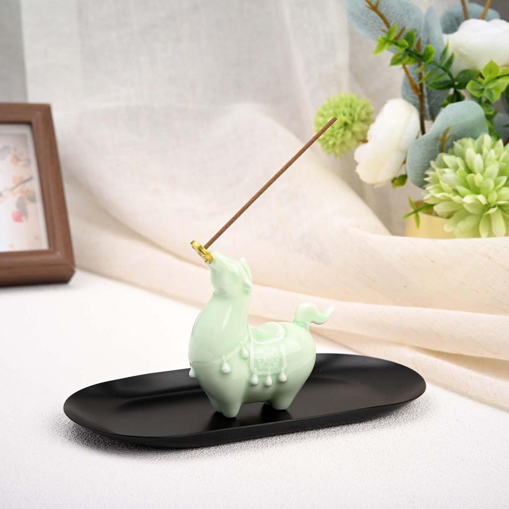 'Ma Shang You Qian' Ceramic Horse Incense Burner - Cute Year of the Horse Ornament and Indoor Incense Holder Gift