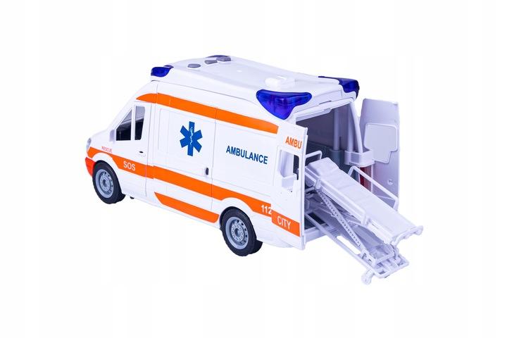 Spielzeug Krankenwagen mit Geräuschen und Lichtern Trage + Batterien