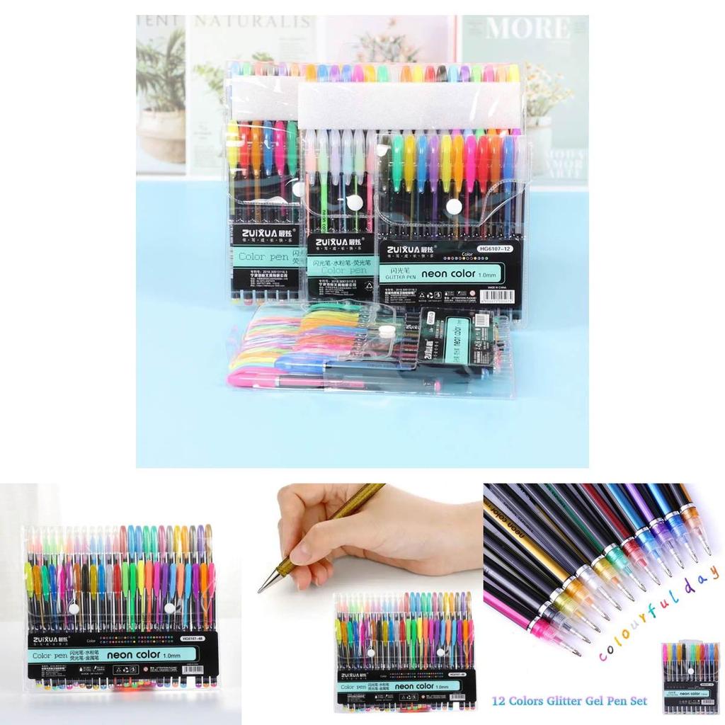 Basic Color Marker Set With 48 Fluorescent Pens For Students Art Projects And Doodle Creation