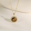 Retro Tiger Eye Pendant Necklace - 2026 Autumn/Winter Layered Sweater Chain with High-End Feel