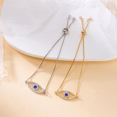 Goud Vergulde Duivels Oog Armband met Blauwe Zirkonia