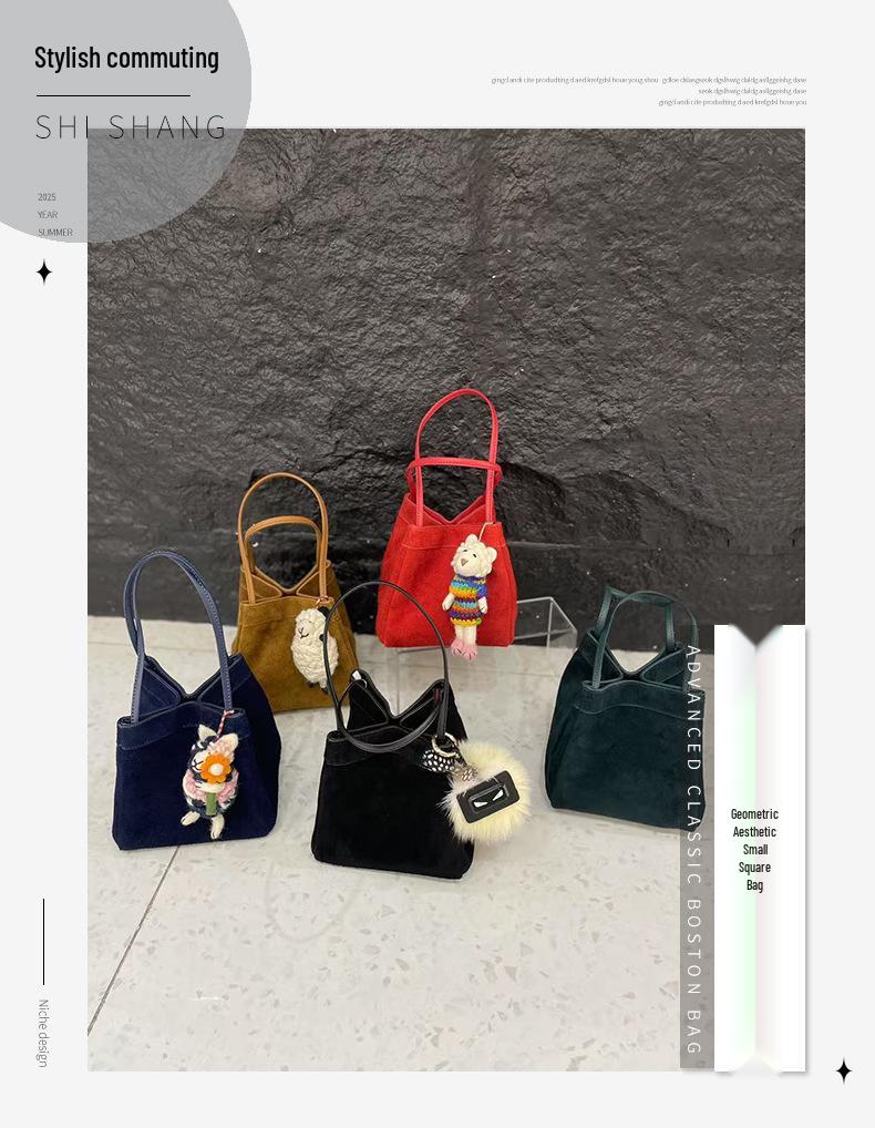 Gefrostete Rindsleder Schulter-Umhängetasche - Retro Herbst/Winter High-End Mode Nische Damen-Tasche.