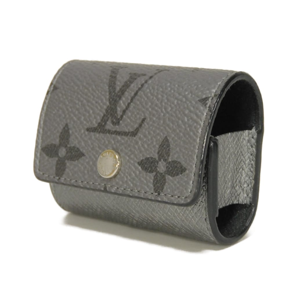 Used 12564 Earphone Pouch M77285 7950 LV Logo Flower Airpods Pro Case with Key Hook, Taiga Rama Monogram Silver Men's