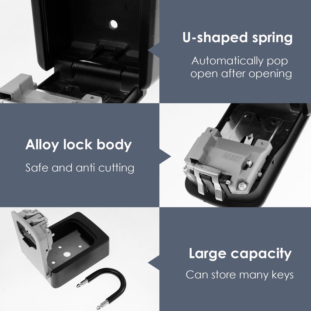 1/2Pcs Key Lock Box High Strength Alloy Free Installation Outdoor Password Key Box 4 Digit Code Box Waterproof Key Safe Case