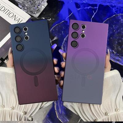 Funda magnética de carga inalámbrica para Samsung Galaxy S24, S23, S22, S24, S21 y S20 Ultra Fe Plus 5G, con degradado de silicona