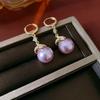 Light luxury zircon round artificial pearl ear buckle French retro fashion temperament earrings high-end exquisite earrings women
