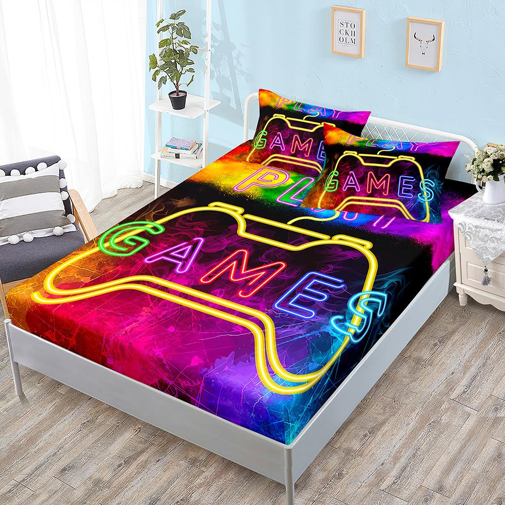 

Dazzling Black Gamepad Three-Piece Mattress Kit, Mattress Cover, Mattress Protective Cover Sheet 100*190*40cm*1 Pillowcase 51*75cm*1