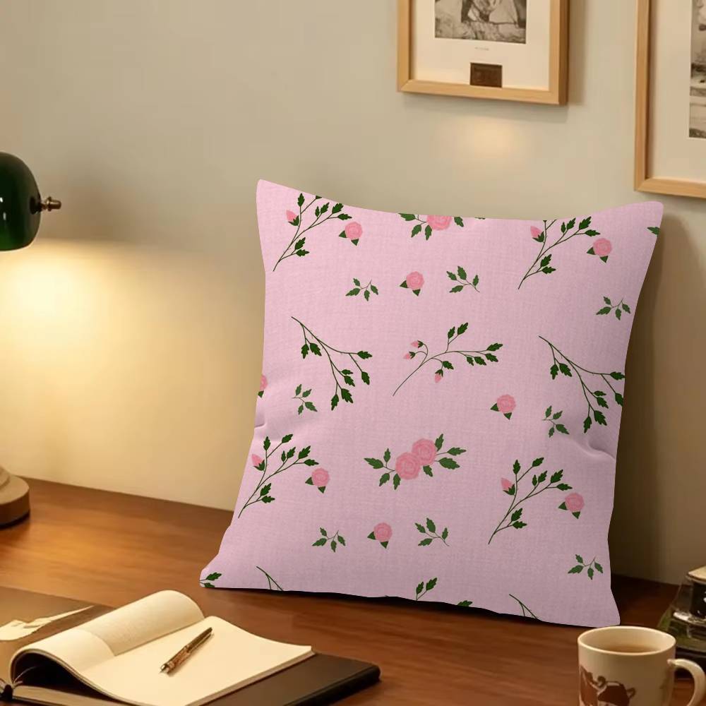 Pink Floral Spring   Pillowcase Toon Gift Cushion Cover Bedroom Home Sofa Chair Seat Decor Pillow Case