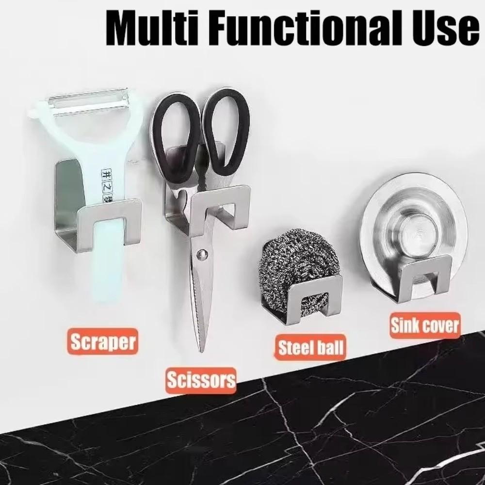2pcs Metal Sponge Storage Holder Self Adhesive Sink Storage Holder Drain Drying Rack Kitchen Use