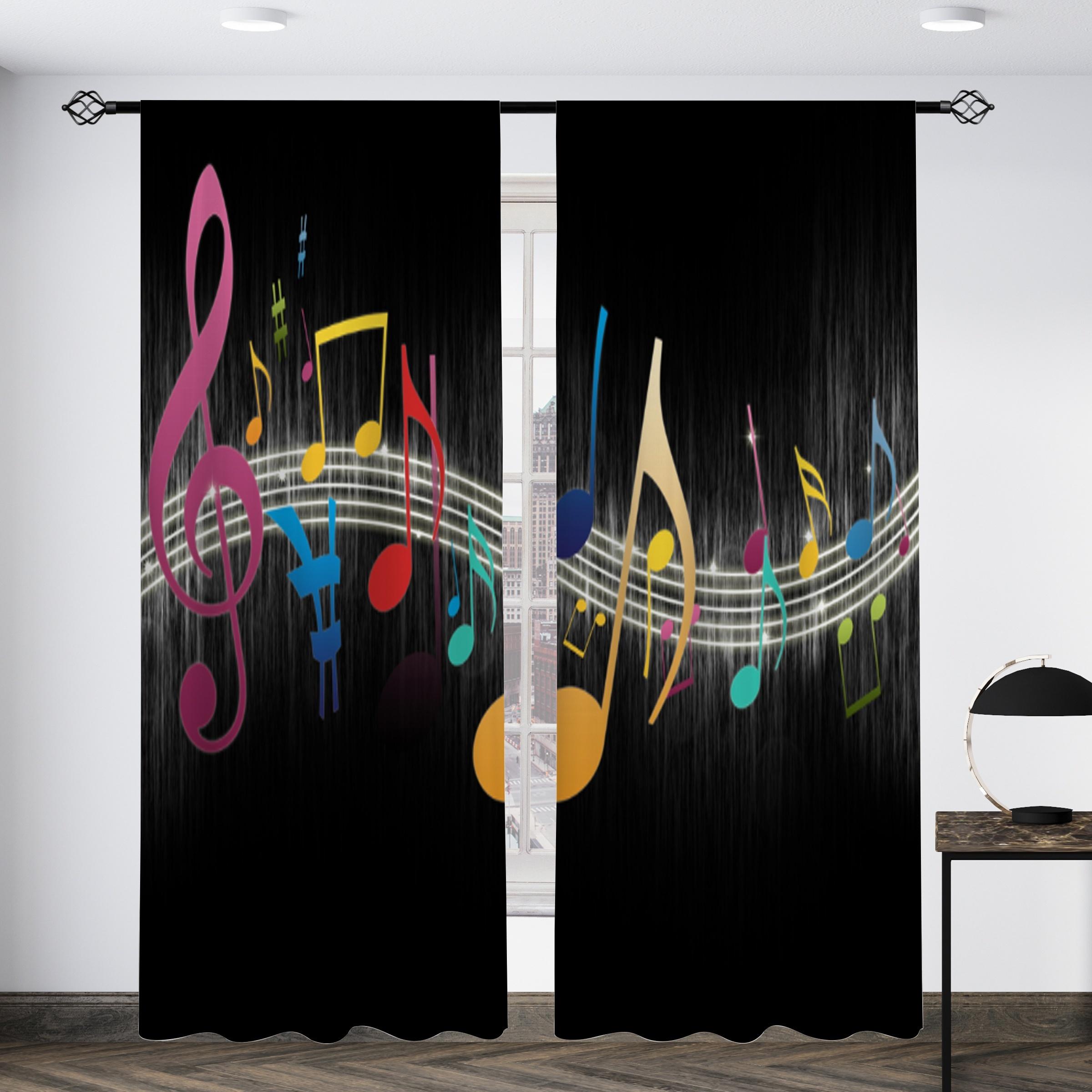 

2 шт. Ноты Печать Карниз для Штор Карман Окно Обработка Для Спальни Офиса Кухни Гостиной Кабинета Домашний Декор Декор Комнаты 2x50W130H(CM)&hook