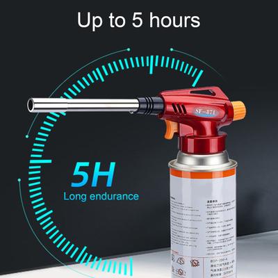 Tocha a jato de gás removível, resistente ao calor, à prova de vento com tubo estendido, ampla aplicação, tocha para assar alimentos, soldagem, ignição de chama ajustável, suprimentos domésticos