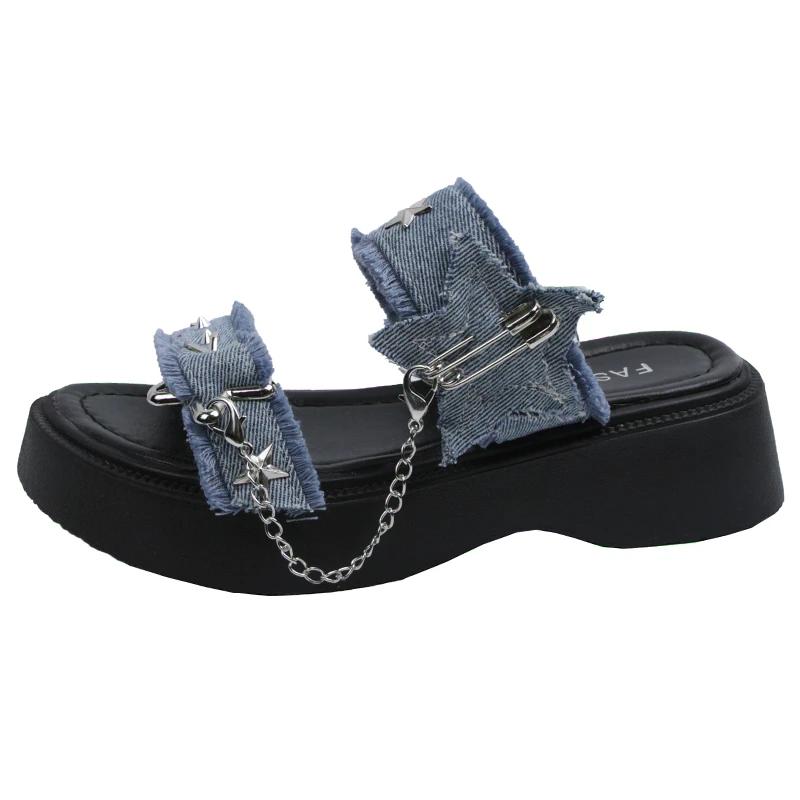 Fashion 2024 Flat Shoes Female Ladies' Slippers Platform Summer Clogs Woman Heeled Mules Luxury Slides Beach High Designer Soft Sandals