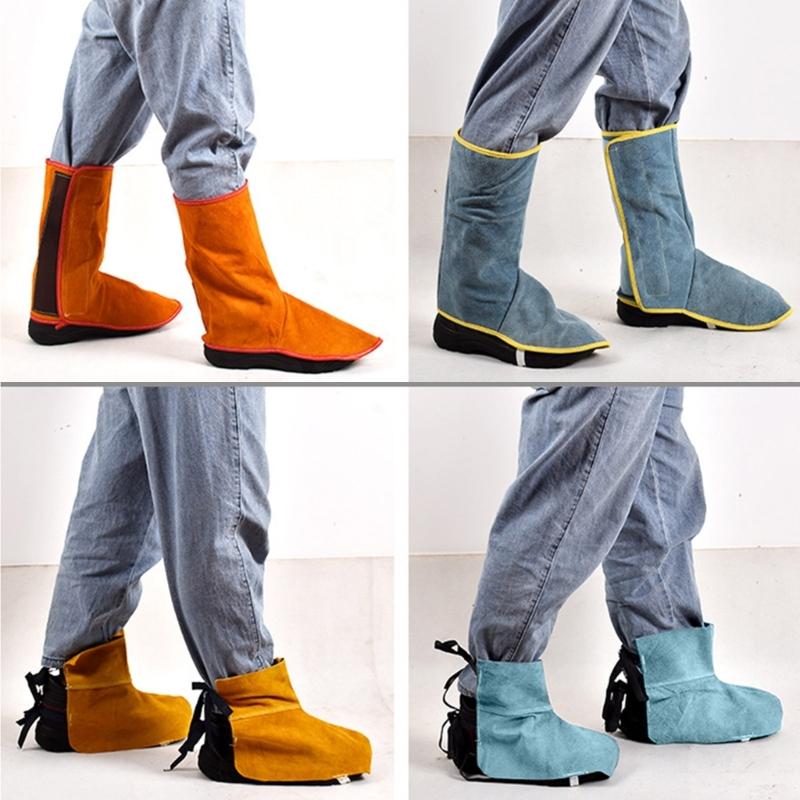 Professionelle Leder Schweißschuh-Schutzhüllen Hitzebeständig Abriebfest Schweißspritzer Schweißer Arbeits-Schuhüberzüge