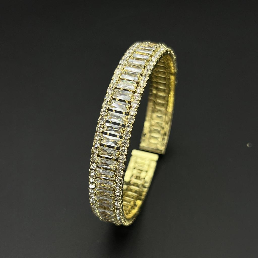 Cross-Border Elegant Round Full Diamond Adjustable Bracelet for High-End Events