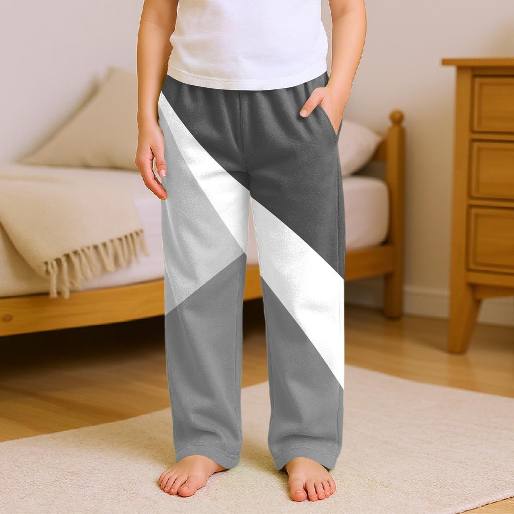 Fashionable Children's Versatile Geometric Print Pocket Casual Pants