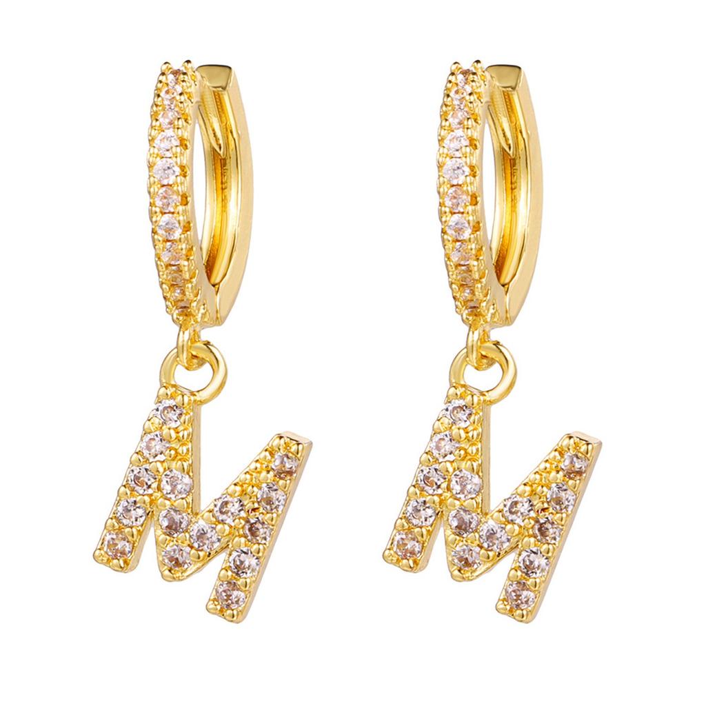 A Pair Of Zircon Earrings With Letters