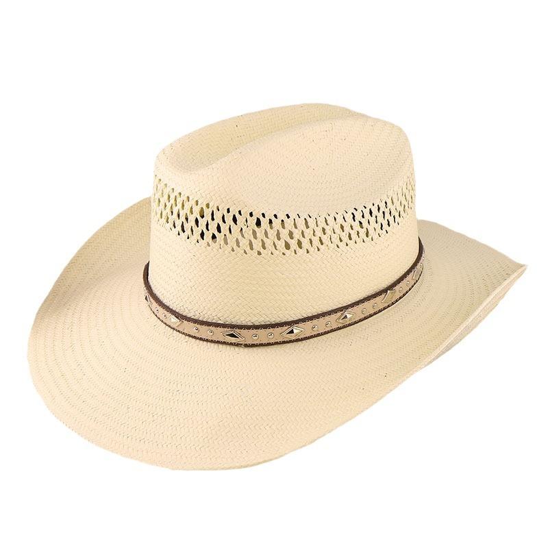 Stiff Five-Point Papyrus Knight Hat Western Panama Cowboy Hat Spring Summer Men'S Sun Hat