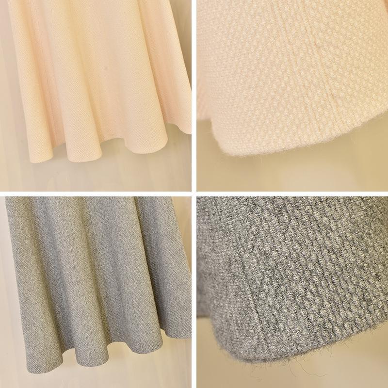 Fusta cu umbrelă cu talie înaltă pentru femei de toamnă și iarnă, elastică, nouă, tricotată, pe jumătate de corp, de lungime medie, îngroșată, de culoare uni, pachet Fusta în formă de A șold