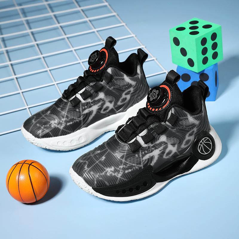 

Elementary school boys running shoes spring and autumn 2025 new rotating button children s sports autumn middle school boys 39 черный серый