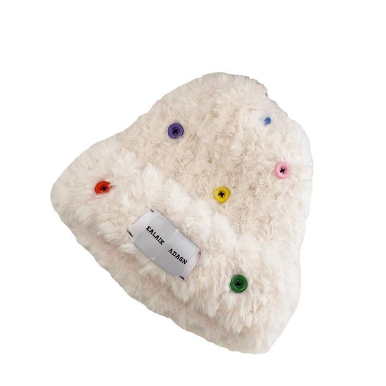 Winter Korean Version of Women's Imitation Fur Plush Hat Fashion Student Cold-proof Plush Thick Ear Protector Head Knitted Wool Hat