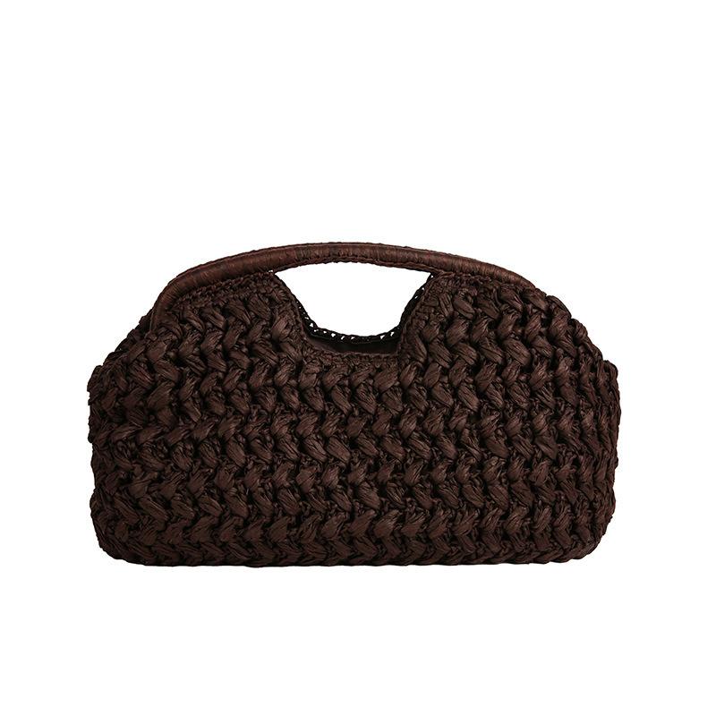 Elegante Damen Kettengewebte Handtasche Stroh Schultertasche Modische Raffia Crossbody Strandtasche Sommer Neu Vielseitige Damen Tasche