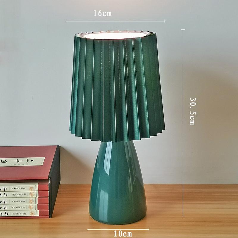 Milkshake Bedside Table Lamp E27 Warm Color LED Pleated Lamp Living Room Table Decorative Night Light Ceramic Indoor Lighting