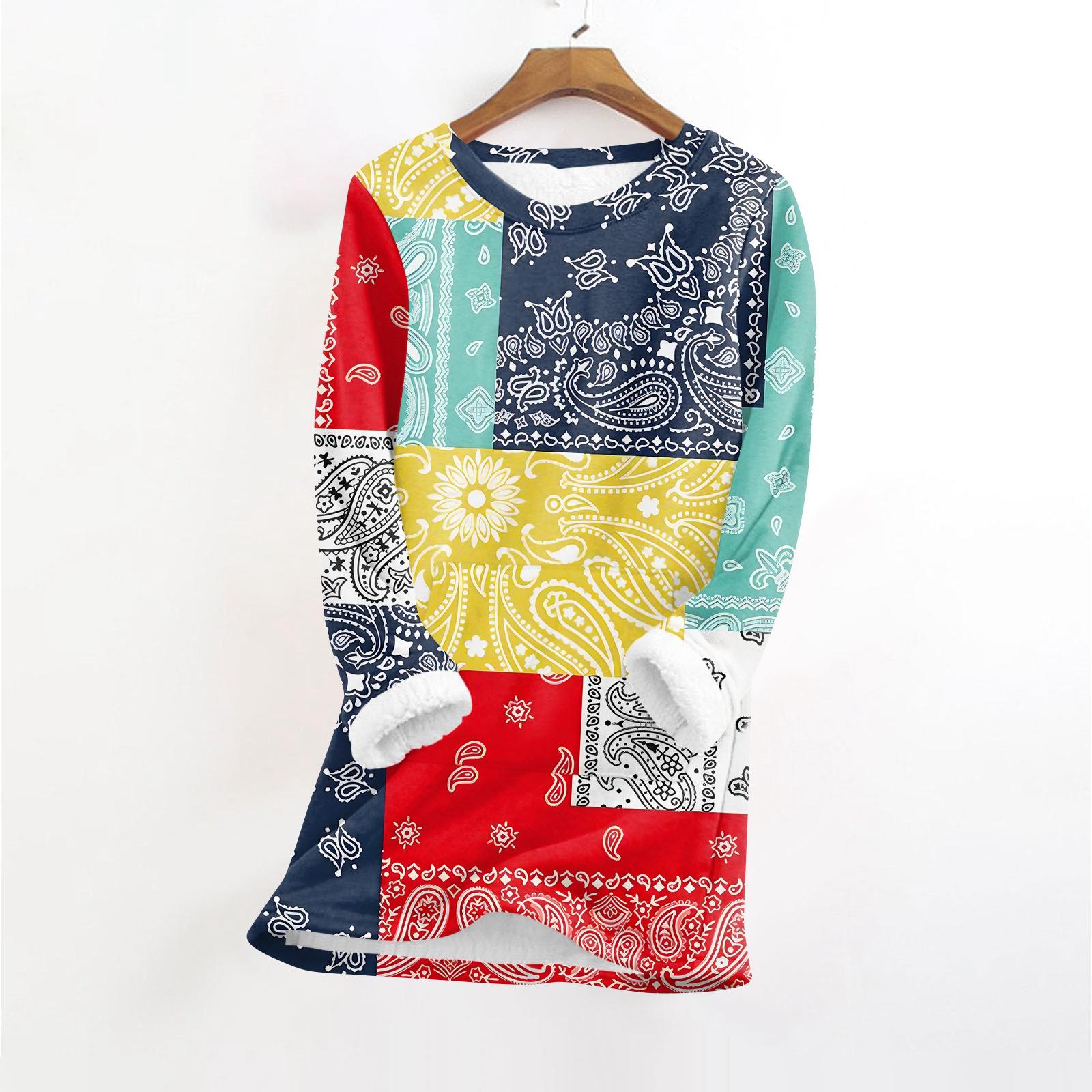 

Женский модный плюшевый теплый пуловер с принтом, круглым вырезом и длинными рукавами XL жёлтый