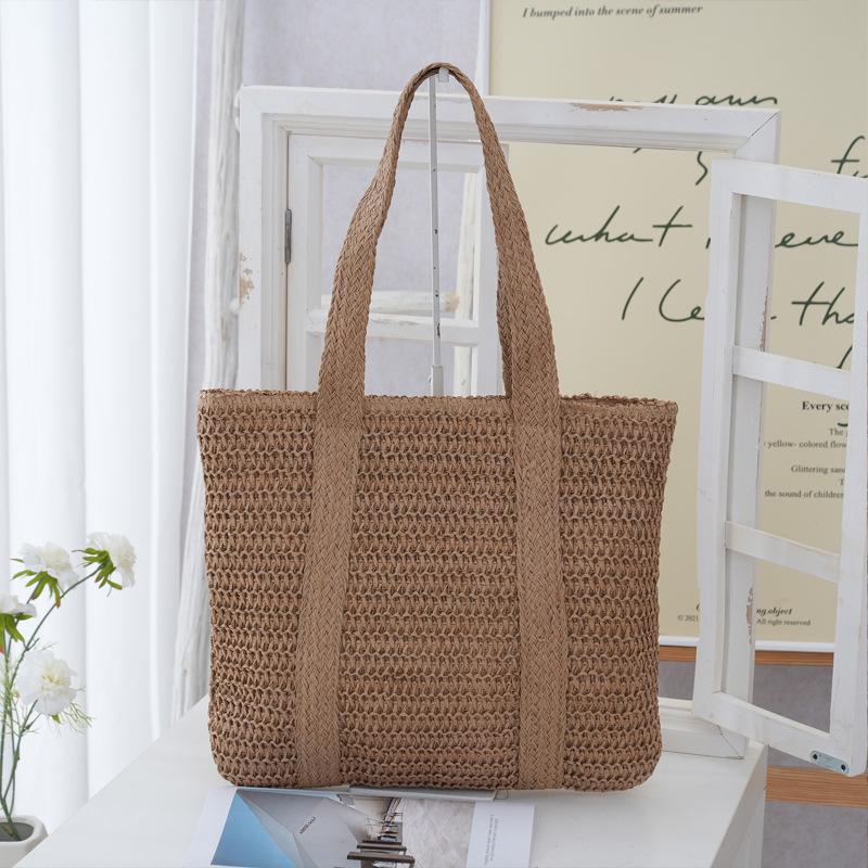 

Large Capacity Women s Straw Shoulder Bag - Casual Beach Vacation Style Height 36cm, Length 24cm, Shoulder Strap 13cm хаки