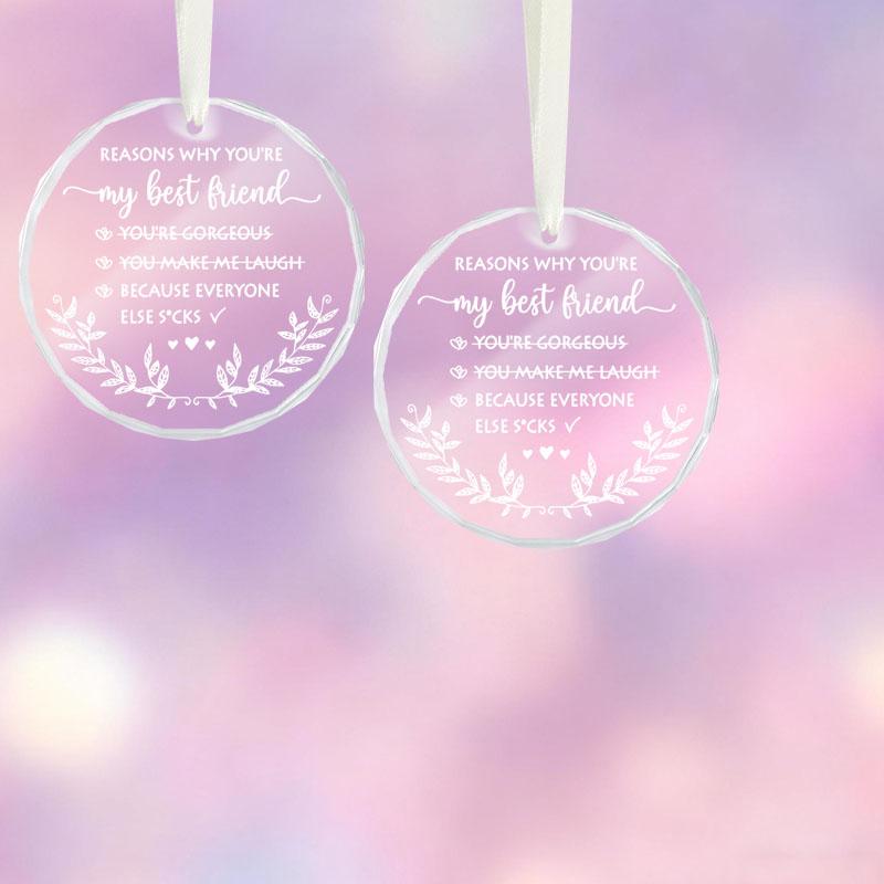1pc/2pcs Christmas Friendship Ornament Friendship Gifts My Best Friend Ornament Christmas Tree Decoration Glass Ornament Xmas Gift