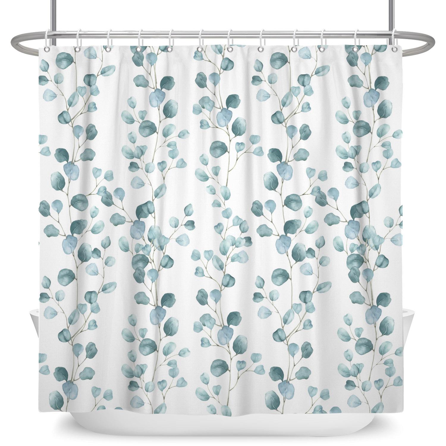 

Green Leaf Waterproof Shower Curtain Color Flower Print Style Polyester With Hook Bathroom Curtain Decoration Household Goods 90x180cm