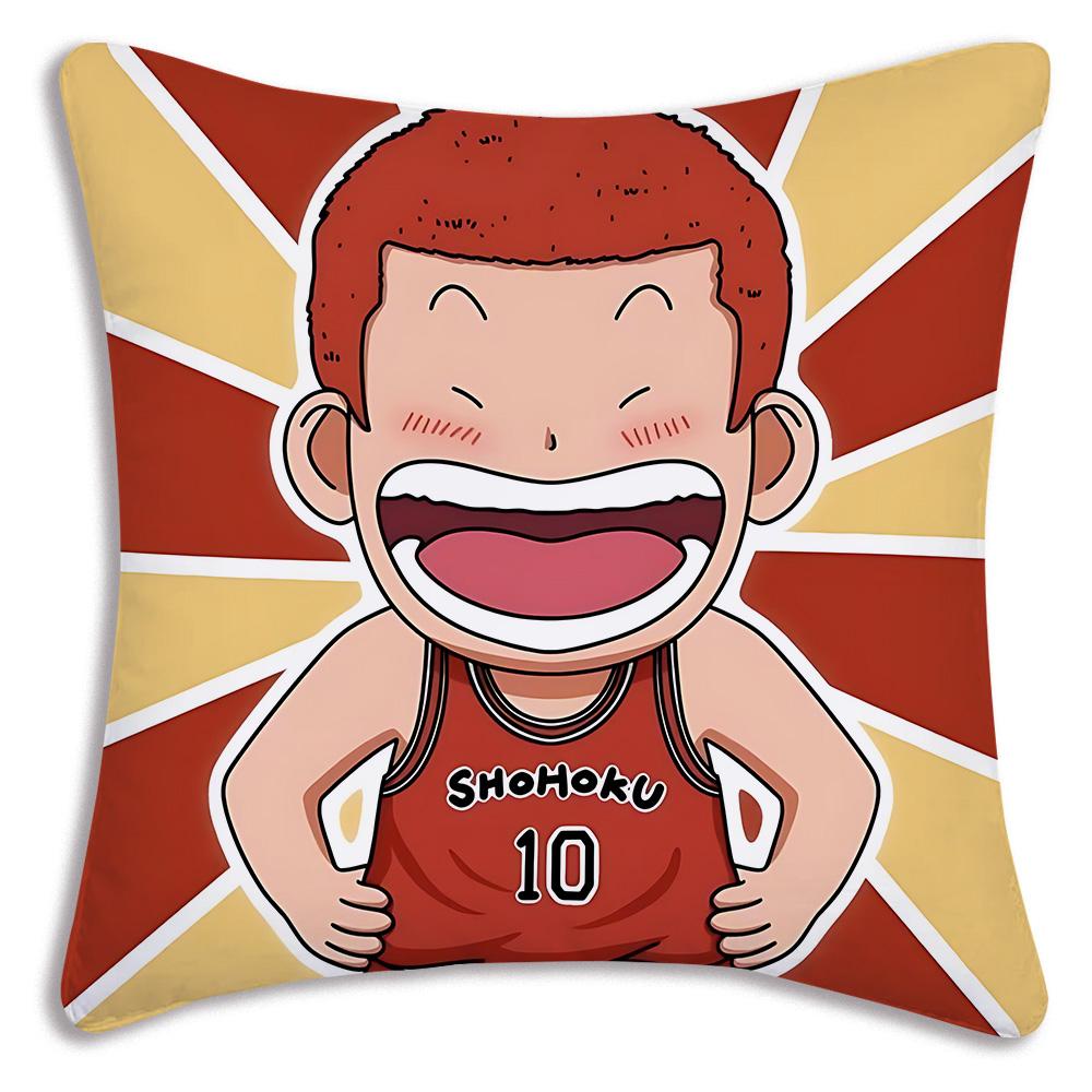 Pillow Covers Hot Anime S-Slams Dunk Cartoon Sofa Decorative Home Double-Sided Printing Short Plush Cute Cushion Cover