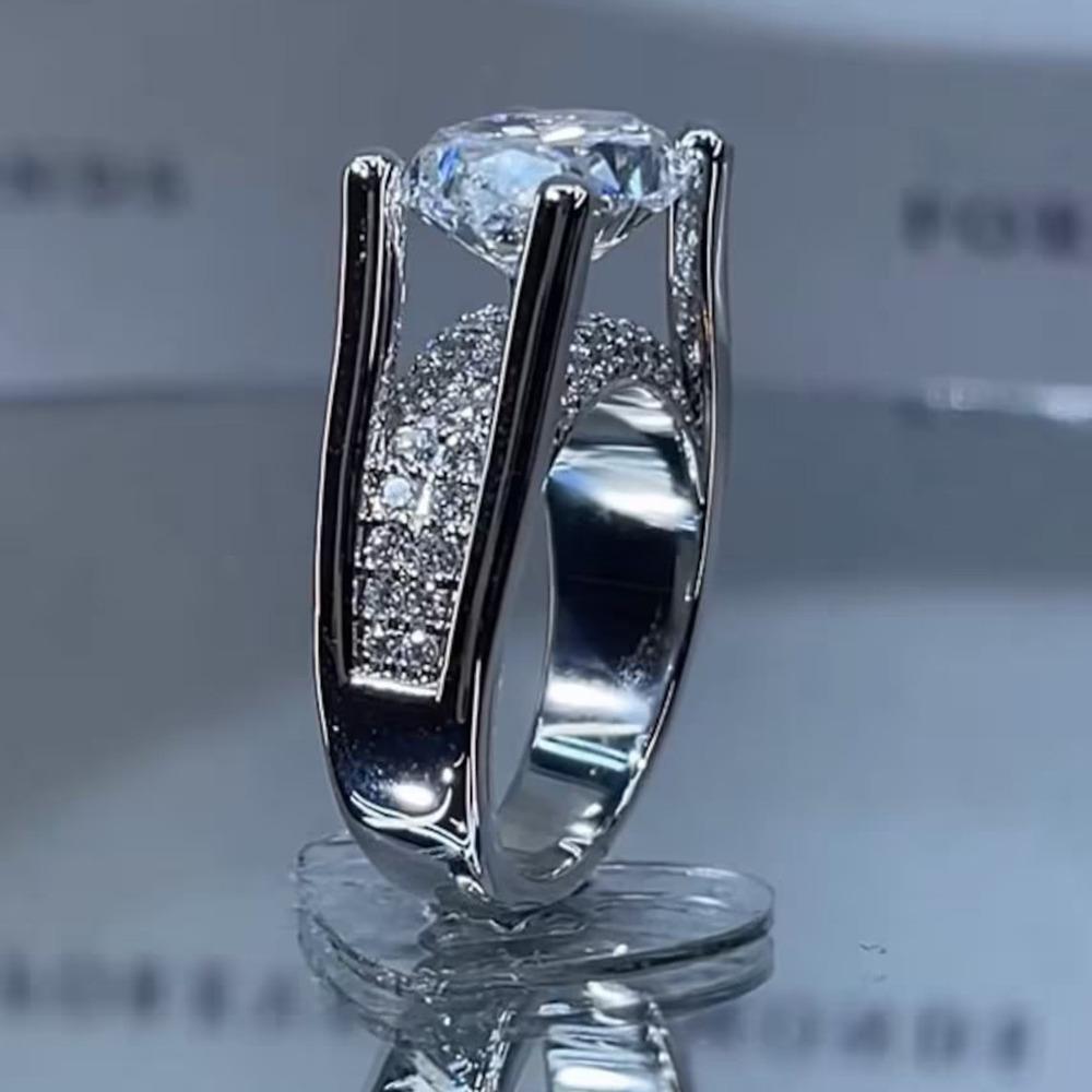 WOSIKATE Luxury Egg Shaped High Carbon Diamond Engagement Ring For Women CopperEternal Heart Finger Ring Fashion Jewellery
