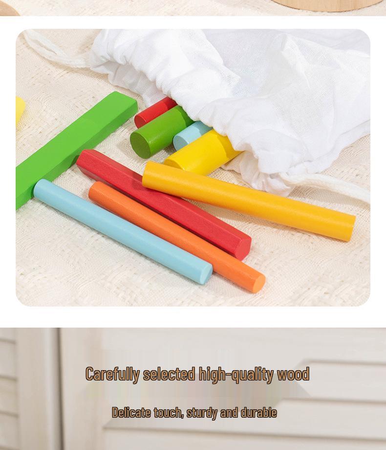 Drewniany cylinder Montessori do sortowania kształtów - Zabawka do rozpoznawania kolorów dla małych dzieci