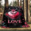 1pc Heartbeat Roses Outdoor Flannel Blanket Soft All Season Polyester Throw , Perfect for Picnics & Travel , Picnic Accessory
