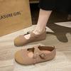 Ballet shoes retro cross-strap single shoes women's flat-soled small leather shoes grandma shoes spring new Mary Jane women's shoes