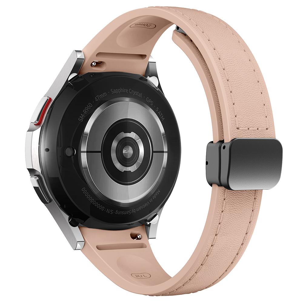 For Samsung Watch FE 40mm/Watch4 Classic Active/Watch 5/Watch6 Classic Magnetic Buckle Leather+Silicone Strap