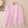 VONDA Elegant Women Casual Ruffled Stand Collar Long Sleeve Solid Color Buttons Blouse